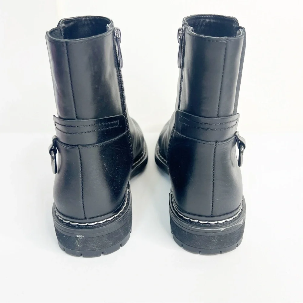 Franco Sarto Black Leather Lug‎ Sole Boots